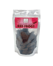  Fremantle Chocolate Choc<br>Coated Red Frogs 150g   Raspberry flavoured jelly frogs coated in smooth milk chocolate.