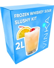  Vinka Frozen Whiskey Sour<br>Slushy Cocktail Kit... 2L Get ready to elevate your Whiskey Sour game with our premium Frozen Whiskey Sour Kit! This convenient and indulgent bundle makes 2L of final slushy. Designed to bring the taste of a refreshing, frozen Whiskey Sour straight to your party or gathering.<br>Whiskey flavor paired with tart lemon mix, and a hint of sweetness, all designed to be blended into a smooth slushy that will excite the tastebuds.<br>What's Inside:<br>5 x VINKA Whiskey Sour Mixer 50mL sachets<br>2 x VINKA Extra Dry 250mL sachet