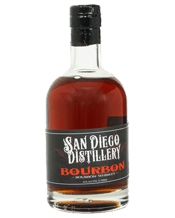  San Diego Distillery Small<br>Batch American... 375ML San Diego Distilleries 92 proof Bourbon carries a mammoth portion of Vienna barley that rounds out a lively corn mash with exotic malt essence. Hints of vanilla bean, rose buds and caramel candy on the nose, finishing with shades of resinous oak.<br />Mash: 51-55% Corn, 45-49% Vienna malt<br />Barrels sizes: 5g, 10g, 15g, 23g, 30g (new oak)<br />Our Tasting Notes<br />Nose:Floral, vanilla pods, sweet corn, rose buds and caramel.<br />Taste:Butterscotch, lemon, bananas, stewed plums.<br />Finish:
