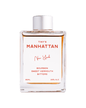 Tinys Manhattan 95ml 95ML Shake well, Pour over Ice, Stir, rest for 30 seconds, garnish with Dehydrated Orange.<br />Buffalo Trace bourbon, Sweet vermouth , angostura bitters, orange bitters.