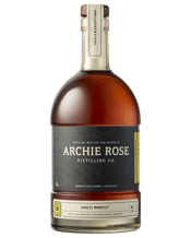  Archie Rose Good(e)<br>Whisk(e)y 700ml  700ML Accident is said to be the greatest of all inventors. When Cellar Hand Mr Goode mistakenly vatted Archie Rose Rye Malt and Single Malt Whiskies together, we happily found that to be true. This marriage of malts is therefore proof that serendipity can make Good(e) Whisk(e)y.<br>The nose opens with golden syrup and hazelnut spread over rye toast, with the palate presenting a smooth and mouth-filling texture that balances the aromatics perfectly. An intriguing combination of sticky fruits and spice