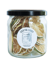  Cocktail Candy Dehydrated<br>Limes Glass Jar 40g   Our dehydrated citrus wheels make the perfect addition to any cocktail or mixed drink (hello Negronis & G plus T's) Their vibrant colour and size will make any drink POP. So delicious at the end of your drink - eat the lot!<br>Cocktail Candy dehydrated citrus wheels have a wide range of uses, from hot Or cold drink garnish, cake topper, and grazing table or platter filler. The sweet, citrusy flavour and crunch of the dehydrated fruit make them a delicious addition to your catering and entertaini