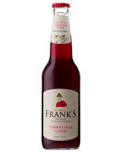 Frank's Cherry Pear Cider<br>330ml 330mL Frank’s Cherry Pear Cider is a delicate fusion of two much loved Tasmanian favourites. The subtle flavours of real cherries and pears combine to produce a sparkling, medium sweet temptation.