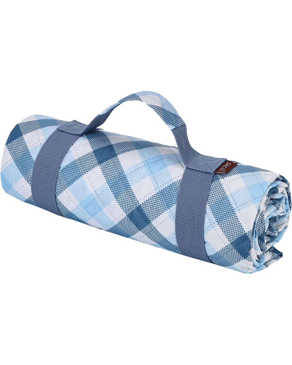Sachi Reusable Picnic Rug Outdoor Mat W/carry Handle Gingham Blue/grey