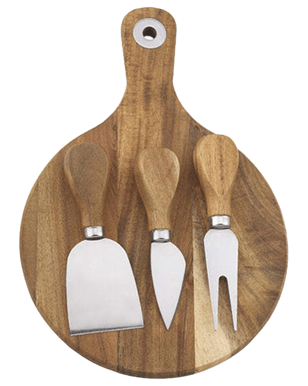 Curvo Cheese Set, Cheese Knife, and Fork, Acacia Wood