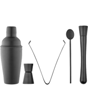  Tempa 5pc Aurora Matte Black<br>Cocktail Set...  Entertain in style with our luxurious and modern Aurora Collection. Perfect to impress guests at the next cocktail party, the range features a wide range of glassware and cocktail items – everything for the cocktail enthusiast. Available in electroplated matte and metallic finishes. Includes: 1x Muddler (20.3cm) 1x Set of tongs (16 x 7cm) 1x Stirring Spoon (19.5cm) 1x 2 Way Jigger (15/30ml) 1x 550ml Cocktail Shaker
