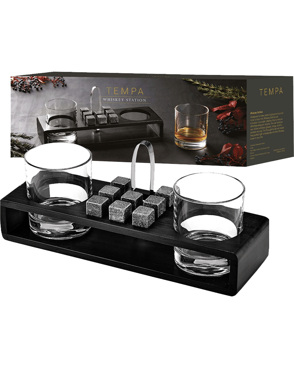 Buy Tempa 12pc Atticus Whisky Station Liquor Glasses/marble Stones