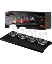  Tempa 5pc Atticus Wooden<br>Wine Tasting...  Crafted from stainless steel, slate and acacia, the Atticus range is moody and sophisticated. The range features a wide variety of products that are great gifting options for men, from flasks to whiskey glasses. Featuring motifs such as mountains, a compass and a stag, these products are perfect for adventurous souls. Fabrication:&nbsp;Wood/Glass. Capacity:&nbsp;375mL Item Dimensions Approx (Paddle): 43 x 18.5 x 2cm (L x W x H). Item Dimensions Approx (Individual Glass): 10 x 8 x 8cm&nbsp;(L x W x H). Includes