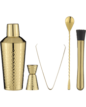 5pc Spencer Hammered Stainless Steel Cocktail Shaker/Jigger/Tongs Set Gold 700mL