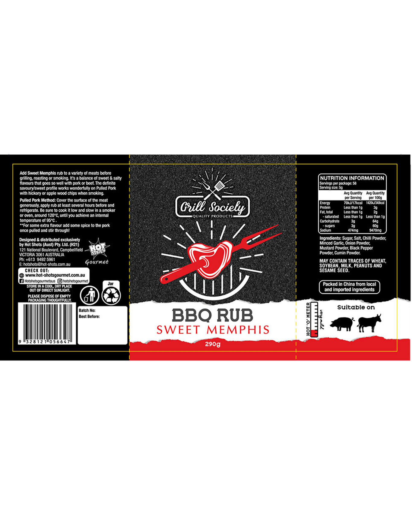 Buy Grill Society Bbq Rub Sweet Memphis Meat/pork/beef Seasoning Herb