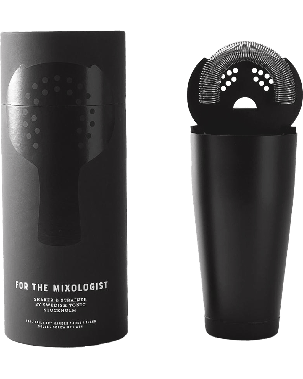 For The Mixologist Cocktail Shaker & Strainer Set Matte Black/stainless