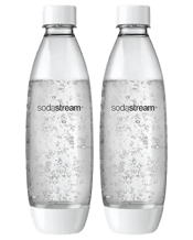  Sodastream Water Bottles<br>Soda Maker Dishwasher... 1L 2pc 1L Sodastream Dishwasher Safe BPA Free Carbonating Water Bottles<br>Designed to withstand the continual pressure of carbonation SodaStream Fuse Dishwasher Safe Carbonating Bottles are easy to clean and feature a hermetic sealing lid to keep your sparkling drinks fizzy for longer.<br>Each bottle has a lifespan of 3 years and is BPA-free.<br>Capacity: 1 litre. Suitable for all Sparkling Water Makers except for the Crystal Penguin &amp; Jet Compatibility: Power Source Spirit/Fizzi Terra Spirit/