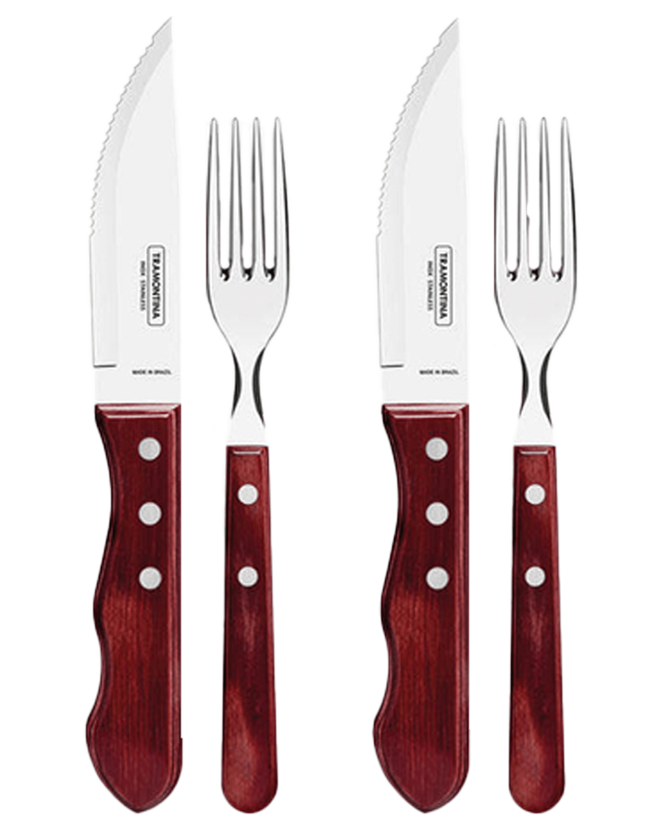 Buy Tramontina 4pc Jumbo Steak Red Polywood Knife & Fork Set Bbq