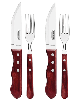 Buy Tramontina 4pc Jumbo Steak Red Polywood Knife & Fork Set Bbq ...