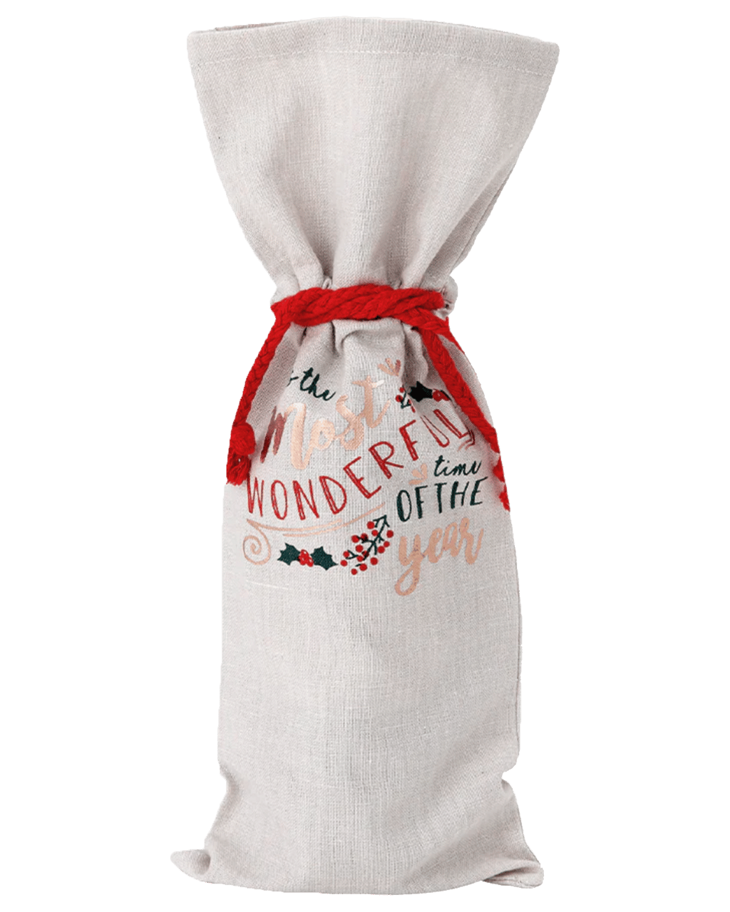 Ladelle Wonderful 100 Cotton Festive/seasonal Drawstring Wine Gift Bag