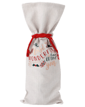  Ladelle Wonderful 100%<br>Cotton Festive/seasonal...  Ladelle Wonderful 100% Cotton Festive/Seasonal Drawstring Wine Gift Bag<br>100% Cotton Wine Bag<br>Perfect for gifting wine or other bottles<br>Design says "It's the Most Wonderful Time of the Year<br>Drawstring closure<br>Colour: Multicolour<br>Materials<br>Cotton<br>Dimensions Approx.<br>16x39cm<br>Includes<br>1x Wonderful Wine Bag.