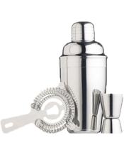  Barcraft Stainless Steel<br>Cocktail Shaker/jigger...  3pc BarCraft Stainless Steel Cocktail Shaker/Jigger Strainer Kit Set Silver<br>This BarCraft Deluxe Cocktail Set contains everything you need to get started making delicious cocktails. All items have a stylish stainless steel mirror polished finish, making an ideal gift. 3 piece set Bar tending essentials Stainless Steel Gift boxed Colour: Silver Includes: 1 x 3pc Cocktail Kit