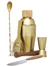 Cocktail Shaker/Jigger/Muddler/Bar Knife/Spoon/Strainer Set Gold