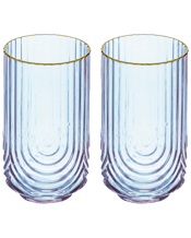  Tempa Florence Highball<br>Glass Tumbler... 450ML 2pc Tempa Florence 450mL Highball Glass Tumbler - Tranquil Blue<br>Experience luxury at home with our Florence collection. Its symmetrical raised line design evokes the art deco styling of the 1920s and 1930s, complemented by a hand-painted gold rim. Available in pink, blue, and clear, these showcase-worthy pieces radiate elegance. Add a touch of art deco and refined luxury Simple, symmetrical raised line design Hand-painted gold rim Designed to be on display Due to the hand-crafted nature of th