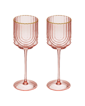  Tempa Florence Stemmed Wine<br>Glass Set Drinking... 350ML 2pc Tempa Florence 350mL Stemmed Wine Glass - Opulent Pink<br>Experience luxury at home with our Florence collection. Its symmetrical raised line design evokes the art deco styling of the 1920s and 1930s, complemented by a hand-painted gold rim. Available in pink, blue, and clear, these showcase-worthy pieces radiate elegance. Add a touch of art deco and refined luxury Simple, symmetrical raised line design Hand-painted gold rim Designed to be on display Due to the hand-crafted nature of this it