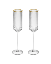  Tempa Florence Champagne<br>Flute White Wine... 230ML 2pc Tempa Florence 230mL Champagne Flute Glass - Clear<br>Experience luxury at home with our Florence collection. Its symmetrical raised line design evokes the art deco styling of the 1920s and 1930s, complemented by a hand-painted gold rim. Available in pink, blue, and clear, these showcase-worthy pieces radiate elegance. Add a touch of art deco and refined luxury Simple, symmetrical raised line design Hand-painted gold rim Designed to be on display Due to the hand-crafted nature of this item,