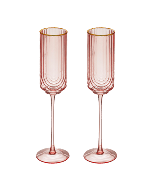 Florence Champagne Flute White Wine Glass Drink Set Opulent Pink 230mL