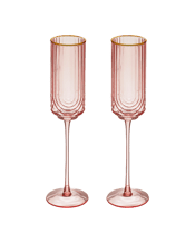  Tempa Florence Champagne<br>Flute White Wine... 230ML 2pc Tempa Florence 230mL Champagne Flute Glass - Opulent Pink<br>Experience luxury at home with our Florence collection. Its symmetrical raised line design evokes the art deco styling of the 1920s and 1930s, complemented by a hand-painted gold rim. Available in pink, blue, and clear, these showcase-worthy pieces radiate elegance. Add a touch of art deco and refined luxury Simple, symmetrical raised line design Hand-painted gold rim Designed to be on display Due to the hand-crafted nature of this