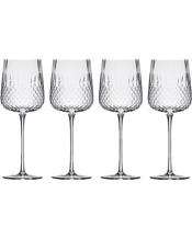  Tempa Jasper Crystal Wine<br>Glass Party... 410ML 4pc Tempa Jasper 410ml Crystal Wine Glass Drinking Set<br>Perfect for showcasing your favourite drinks Each piece is individually mouth-blown Intricate pressed details Timeless and refined Due to the hand-crafted nature of this item, it can feature natural and unique imperfections, making it one of a kind. Capacity mls : 410 Material: Crystal Dimensions Approx: 7.3x7.3x22cm Includes: 1 x 4pc Wine Glass.