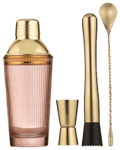 Tempa 4pc Cyrus Thin Ribbed<br>Cocktail Drink Making... 4pc Tempa Cyrus Thin Ribbed Cocktail Drink Making Set Blush Pink<br>The thin ribbed design of our Cyrus collection effortlessly infuses sophistication, elevating any beverage to an exceptional level. The elegance of the cocktail sets makes them perfect for gifting or display. The colours complement a variety of home aesthetics, suiting your personal style.<br>Specifications: Carefully mouth-blown glassware<br>Elegant thin ribbed design<br>Perfect gift for the cocktail lover<br>Transforming ordin