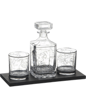  Tempa 4pc World Map Atlas<br>Whisky Set W/ Decanter...  4pc Tempa World Map Atlas Whisky Set w, Decanter & Glasses Clear,Black<br>Raise a glass to adventure with Atlas. Each whisky piece features a black world map decal and rests on a sleek slate base. Available in 4pc and 6pc whisky sets with decanter, plus a 2pc glass and coaster set. A refined gift for explorers and whisky lovers alike. Specifications: An impressive gift for birthdays & special occasions Adds a sophisticated, global touch to any home bar.<br>Easy to coordinate with other barware a