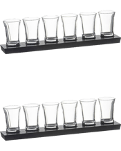  Tempa 2x 7pc Tempa Harvey<br>Wooden Shot Glass...  "2x 7pc Tempa Harvey Wooden Shot Glass Tasting Flight 30.5cm Clear-Black.<br> Modern elegance meets timeless design in the Harvey Collection. Featuring a distinctive black base, the range includes whisky sets and the all the essentials for your wine experience. Whether it's savouring a single malt or serving in style, this range delivers a bold statement with classic form.<br> Specifications: Designed for both functionality and visual appeal. Designed for both functionality and visual appeal. Ea