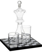  Tempa Preston Chess Whisky<br>Decanter & Glasses Bar...  "Tempa Preston Chess Whisky Decanter & Glasses Bar Set Clear-Black.<br> For discerning chess enthusiasts, the Preston Chess Whisky Set is a perfect fusion of sophistication and strategy. Thoughtfully created to reflect a passion for the game and designed to make a statement, Preston celebrates both the sophistication of chess and the artistry of whisky appreciation.<br> Specifications: A perfect gift for chess enthusiasts. Unique decanter silhouette. Makes a great centrepiece for a bar, study, o