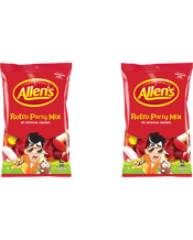 Allen's Retro Party Mix<br>Teeth/milk... 1KG Allen's Retro Party Mix combines the perfect mix with a popular favourite for everyone. Join in the fun with funny teeth, tangy pineapples, green racing cars, juicy strawberries and cream, creamy milk bottles, chewy raspberries, luscious lips, honey bears, cool cola bottles and retro man. Ingredients Glucose Syrup ( Wheat Or Corn), Cane Sugar, Thickener (Dextrin Roasted Starch, Acid Treated Starch Or Starch Acetate)( Wheat ), Gelatine, Food Acid (Citric), Colours (Titanium Dioxide, Carminic Acid
