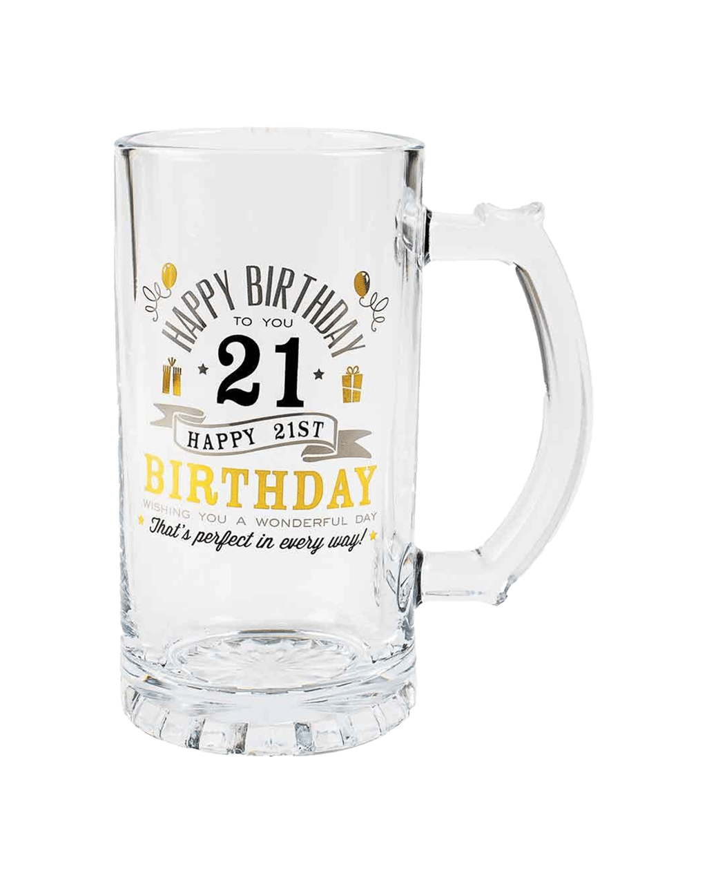 Buy Unbranded Tankard Beer Stein Glass Happy 21st Birthday To You Gold ...