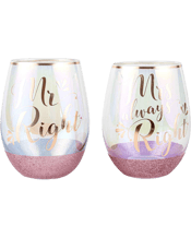  Unbranded Mr & Mrs<br>Glitterati... 600ML Mr & Mrs Glitterati Stemless Set Of 2 600 mLDrinking Cup<br>This elegant "Glitterati" hand blown stemless glass features a luminescent treatment giving it a rainbow effect on the glass surface. The glitter combined with the gold decal make it an on trend vibe. Perfect for wedding parties<br>Material: Glass<br>Dimensions Approx.<br>13 x 10 x 22cm - Packaging Size Approx.<br>Includes<br>1 x Glass.