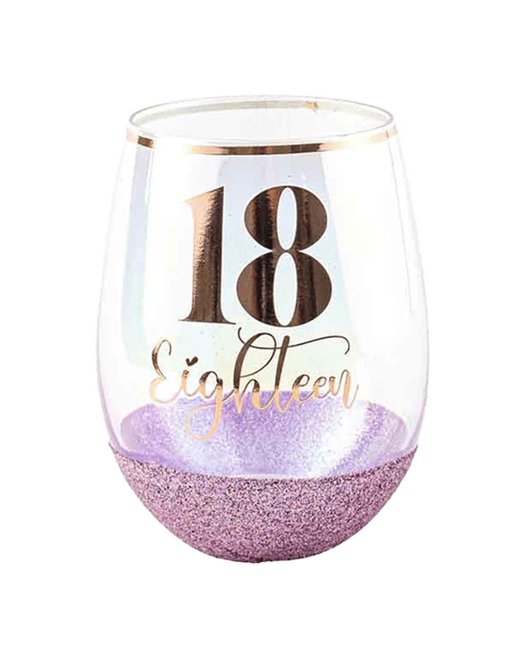 Unbranded 18th Glitter Stemless Purple Drinking Cup Novelty Print