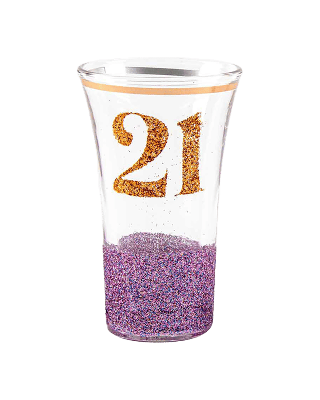 Unbranded 21st Glitterati Shot Glass Purple Drinking Cup Novelty Celebration Glass 9cm