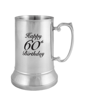  Unbranded Metal Beer Happy<br>60th Birthday... 530ML Beer Mug Happy 60th Birthday Stainless Steel 530ml.<br><br>This stainless steel beer mug is insulative and will keep your favourite beverage cool or hot. The classic shape and comfortable handle will ensure this is your go to stein. Engrave the date to really make it special.<br><br>Material - Stainless Steel<br>Dimensions - Approx.<br>530ml<br>Includes - 1 x Beer Mug