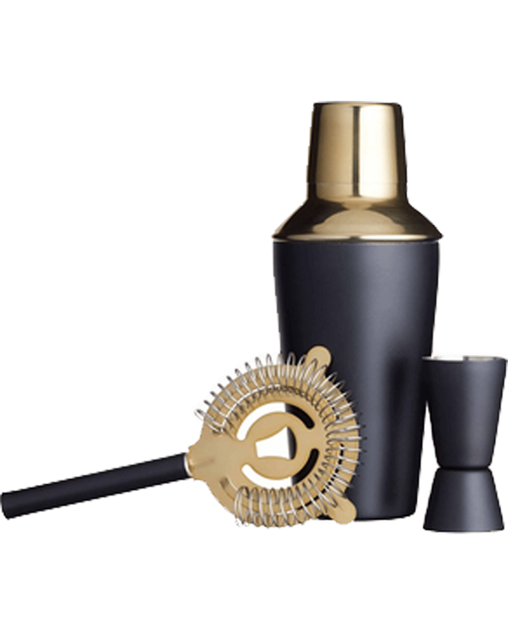 Barcraft Matte Cocktail Shaker Jigger Strainer Set Black (Unbeatable
