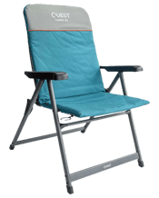  Quest Loafer Folding Camp<br>Chair W/ Armrests...  Quest Loafer 103cm Folding Camp Chair w Armrests XL - Blue The Loafer XL Camp Chair is a jumbo-sized aluminium chair with plenty of padding that packs up remarkably thin when compared to other flat fold chairs.<br>The Quest Space-Saver frame combines premium powder coated aluminium materials and precision engineering to deliver ultimate durability and comfort with an ultra slim packing size, making it ideal for caravans, camper trailers or any time packing space is at a premium.<br>Choose from s