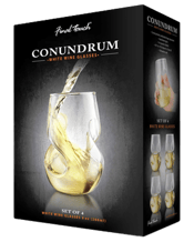  Final Touch Hand Crafted<br>Conundrum White Wine...  4pc Final Touch Conundrum White Wine Glasses Clear<br>Mouthblown Conundrum Glasses are not your average stemless! Each glass is hand crafted with sleek curves making it comfortable to hold and a better wine tasting experience.<br>Dimensions: 266mL<br>Colour: Clear<br>Material: Glass<br>Includes:<br>1 x 4pc White Wine Glass.