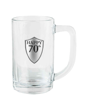  Unbranded Birthday 70th<br>Celebration Beer... 500ML Birthday 70th Beer Mug Pewter 500ml Drinking Cup,Glass w,Handle.<br>This stein is premium quality and holds up to 500ml of your favourite beverage. It comes packed in a beautiful silk lined gift box. The badge is engravable.<br>Material - Glassware<br>Dimensions - Approx. Look Badge<br>16cm,Mug - 500ml<br>Includes - 1 x Beer Mug.