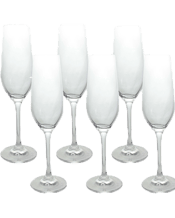  Lvd Classic Stemmed<br>Champagne Flute... 205ML 6pc Classic 24cm/205ml Stemmed Champagne Flute Glass Set - Clear<br>Elevate any dining experience with the elegance of the Champagne Flute S/6 Classic set, crafted from high-quality glass that seamlessly combines durability with a refined aesthetic. Each flute measures a sleek 6x6x24 cm with a 205 ml capacity, ideal for savoring your preferred bubbly. The timeless design and sparkling clarity of these flutes will not only impress guests but also serve as a desirable addition to any retailer's co