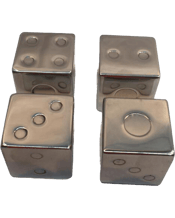  Men's Republic Cooling Dice<br>Novelty Reusable Ice...  4pc Men's Republic Dice Ice Cubes Stainless Steel<br>Roll those stainless steel dice cubes into your guests whiskey cup and let them enjoy the chill and thrill. Great for parties, and entertaining.<br>These ice cubes are tasteless, non-toxic, last long, anti dust material, cools your drink down quickly and easy to clean. Simple to use. Just store them in your freezer and they are ready to use in just hours!<br>Keeps your drinks colder for longer, without diluting them<br>Includes<br>4 Dice Ice C