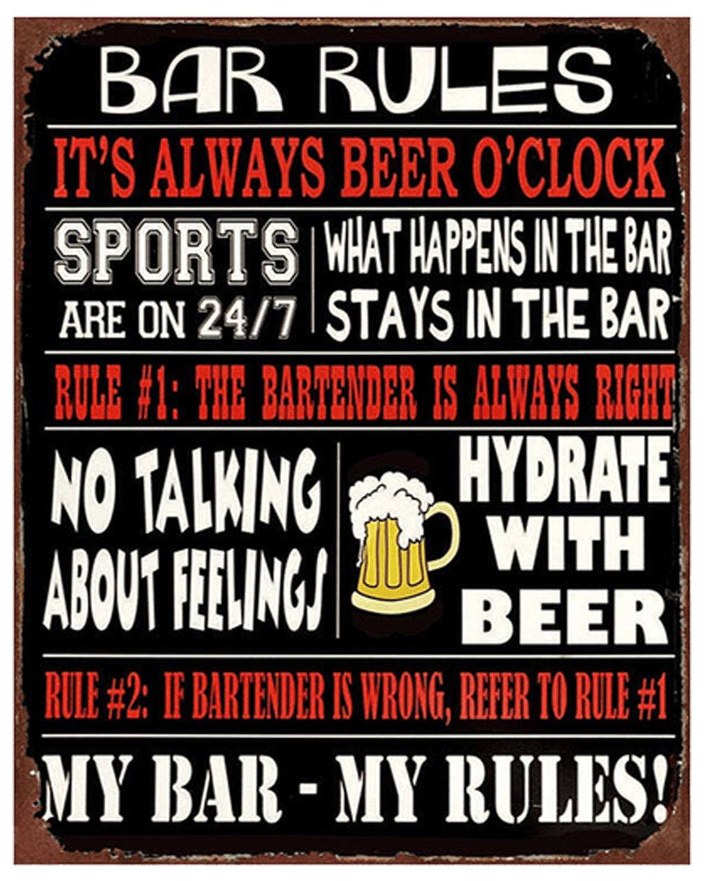 Buy Men's Republic Retro Vintage Style Bar Rules Man Cave Decor Metal ...