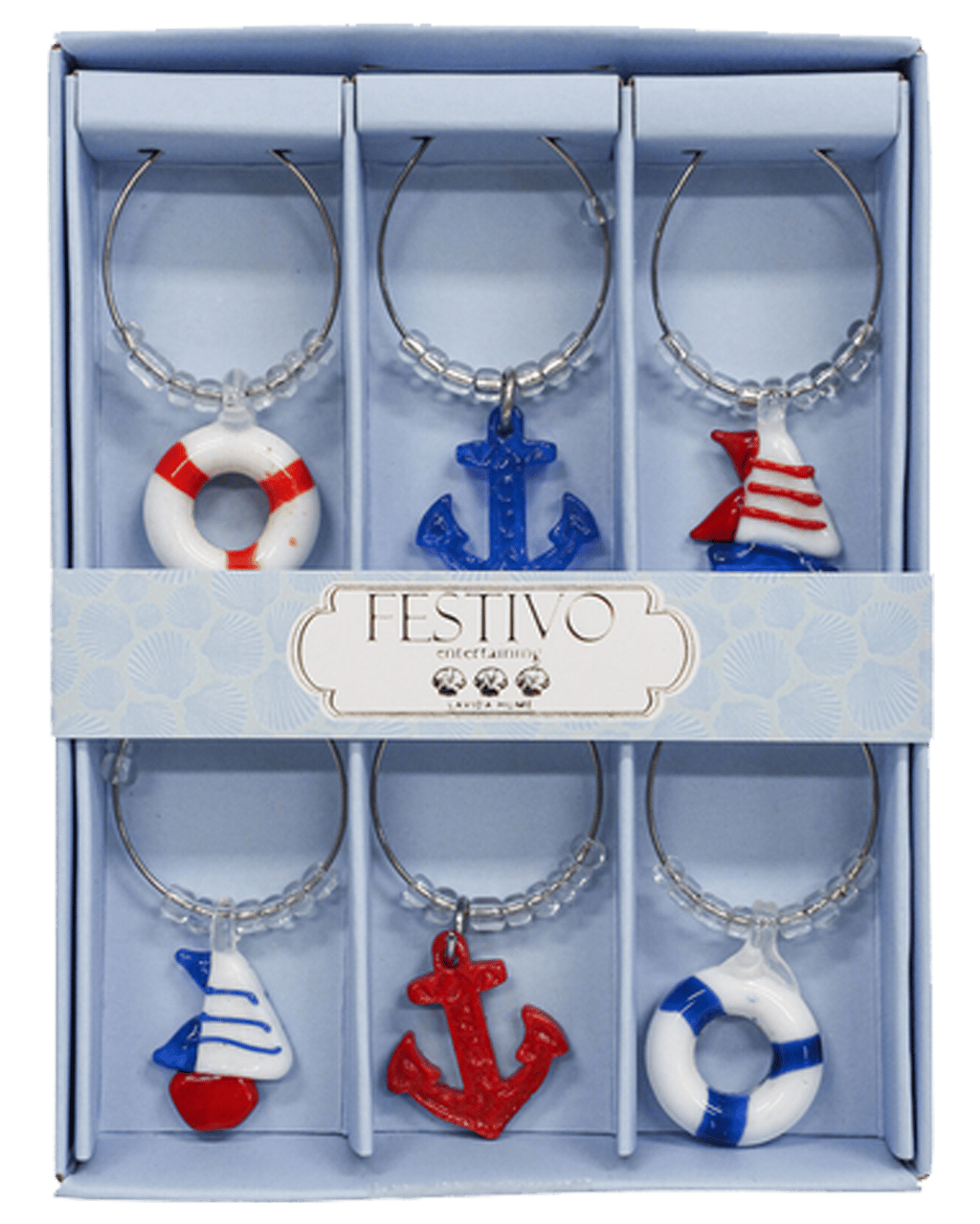 Buy Lvd Glass Wine Charms Nautical Champagne Bottle Drink Ring Tag