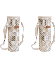  Lvd 2pk Milo Insulated 750ml<br>Wine Bottle Cooler...  2PK LVD Milo Insulated 750ml Wine Bottle Cooler Storage Bag 12x33cm Natural.<br>We love how our Wine Cooler Bag Milo makes an everyday staple like a bottle of wine look like a gift, while keeping it nice and chilled at the same time. It’s thoughtfully made with PU and lined with aluminium film to keep a 750 ml bottle cool for up to five hours, and the woven finish on the outside gives it a lovely Mediterranean feel. That’s not all - it also comes with an adjustable handle that makes it easy to c