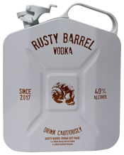  Rusty Barrel Spirits Jerry<br>Can Gift Pack... 700mL Take a journey into a post-apocalyptic Australia and raise some hell with the Rusty Barrel Jerry Can gift pack. With the look and feel of a metal, military jerry can, this robust carrier contains a different kind of fuel. Inside you'll find a bottle of our classic, locally distilled Rusty Barrel Vodka as well as two of our signature skull glasses. The combination of this unique container with the foreboding aesthetic of the Rusty Barrel Vodka within, creates a more immersive drinking experience