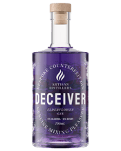  Artisan Distillers The<br>Deceiver Bespoke... 700ML Artisan Distillers is a Multi-award winning distillery located in the Mount Lofty Ranges of SA creating bespoke zero alcohol spirits. The Deceiver is a clever blend of distilled botanicals delivering notes of juniper and lychee, fruity on the palate, with a hint of musk. The butterfly pea provides a mild earthy sweetness, and also is the catalyst for the colour transformation, changing from deep blue to violet when mixed. Serve it with tonic and a generous squeeze of fresh lime, magic.