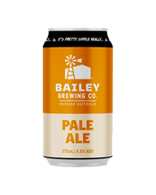  Bailey Brewing Co. Pale Ale<br>375ml  375ML A popular style of beer that’s hop forward and packed with malty flavours. With a golden amber finish and a moderate strength, this one’s got something for everyone. This beer is made with pale malt and a small amount of colour malts so as to not overshadow the delicious hops. Aromas of tropical fruit, citrus and stonefruit make this a mouth-watering option for your mouth.<br>Ingredients:<br>Pale malt, ale yeast, ginger, chilli, sugar.<br>Flavour:<br>Spicy, nutty, gingery-sweet.